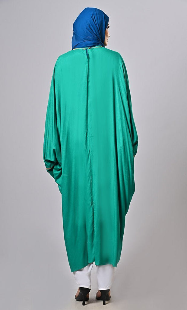 Modest Luxurious kaftan embroidered tunic with tassels - Final Sale - EastEssence.com