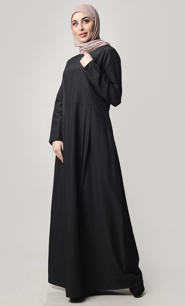 Modest Pleated Abaya With Pockets - Final Sale - EastEssence.com