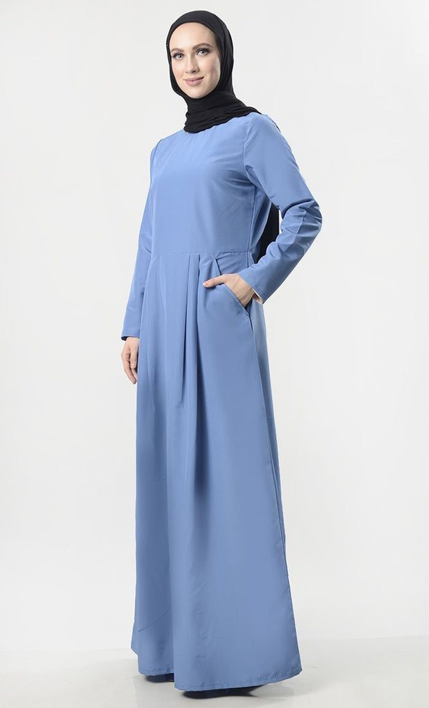 Modest Pleated Abaya With Pockets - Final Sale - EastEssence.com