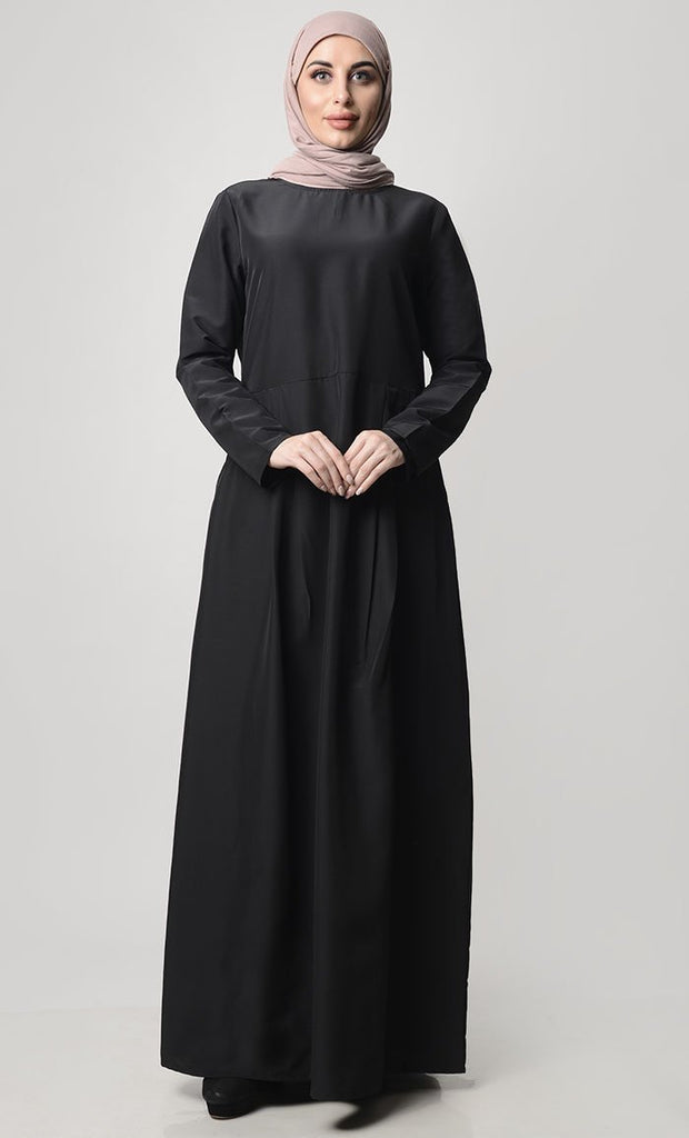 Modest Pleated Abaya With Pockets - Final Sale - EastEssence.com