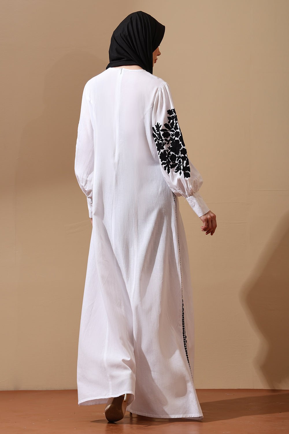 Monochrome Grace Embroidered Maxi Dress - EastEssence.com