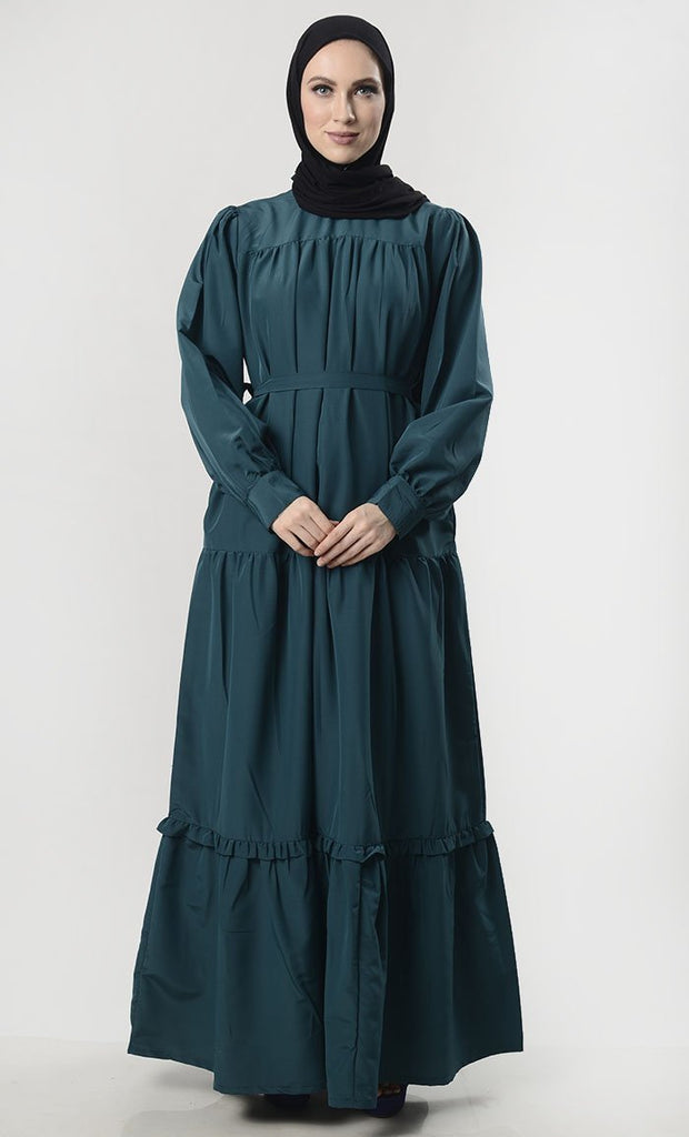 Multi - Tier Abaya With Pockets - Final Sale - EastEssence.com