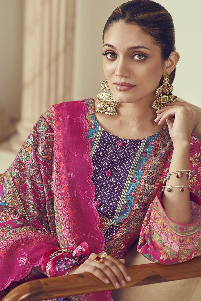 Multicolor Printed Cotton Kurta Pant Set with Dupatta – A - Line - EastEssence.com