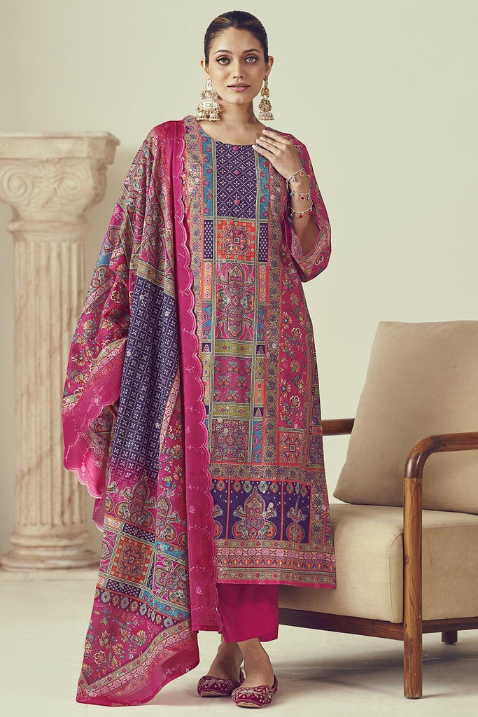 Multicolor Printed Cotton Kurta Pant Set with Dupatta – A - Line - EastEssence.com