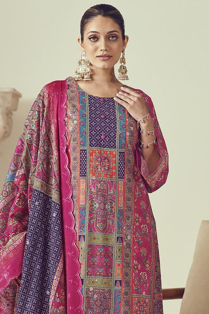 Multicolor Printed Cotton Kurta Pant Set with Dupatta – A - Line - EastEssence.com