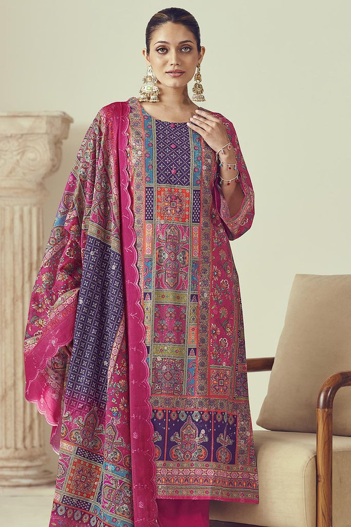 Multicolor Printed Cotton Kurta Pant Set with Dupatta – A - Line - EastEssence.com