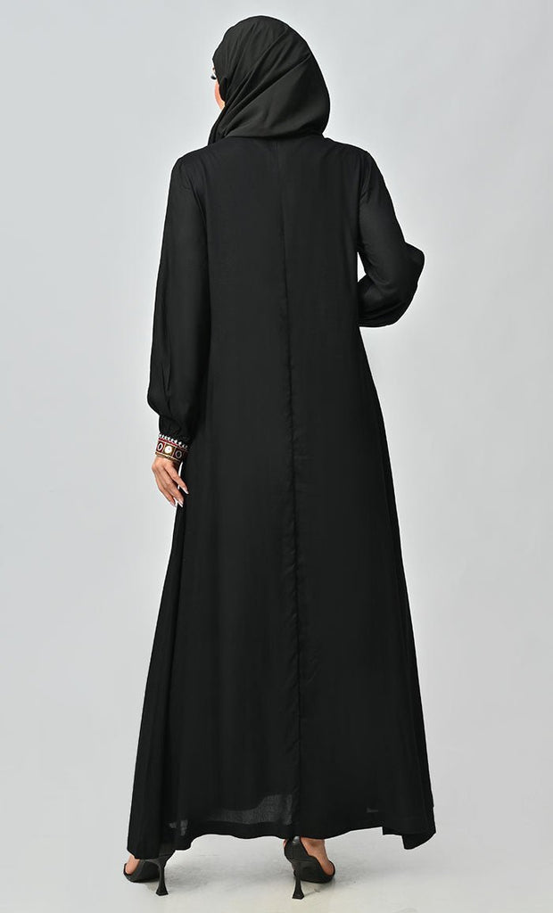 Munira Islamic Mirror Work Embroidered Abaya - Final Sale - EastEssence.com