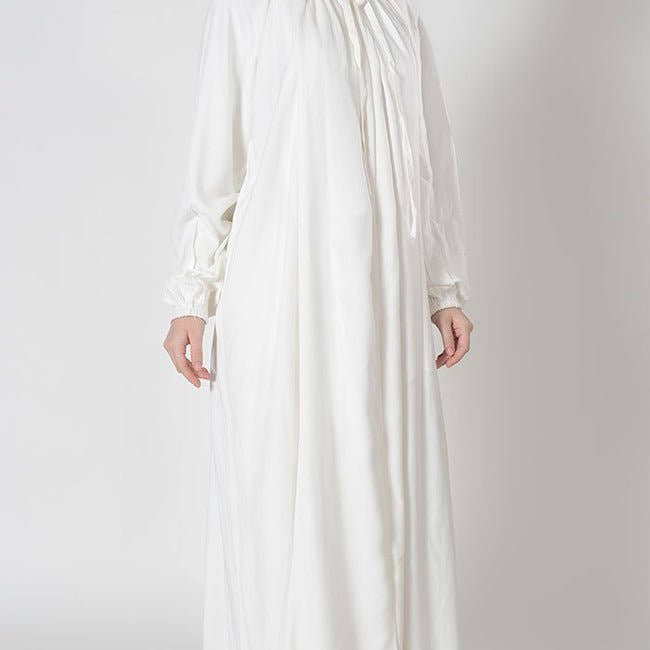 Necktie Hajj Umrah front open pleated Abaya dress with Lining - EastEssence.com