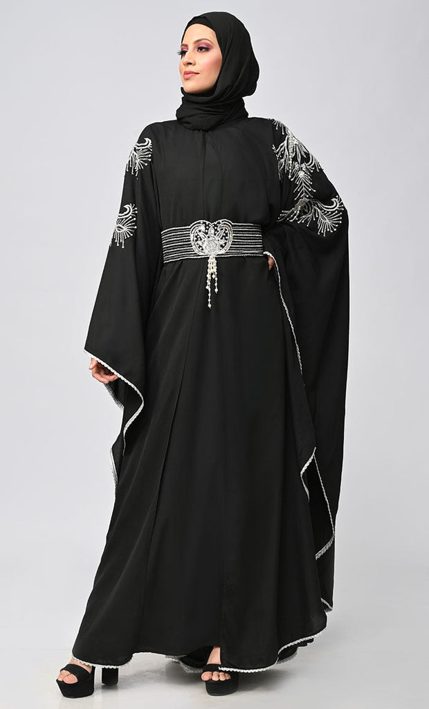 New Islamic Butterfly Cut Embroidered Kaftan Style Abaya - Final Sale - EastEssence.com