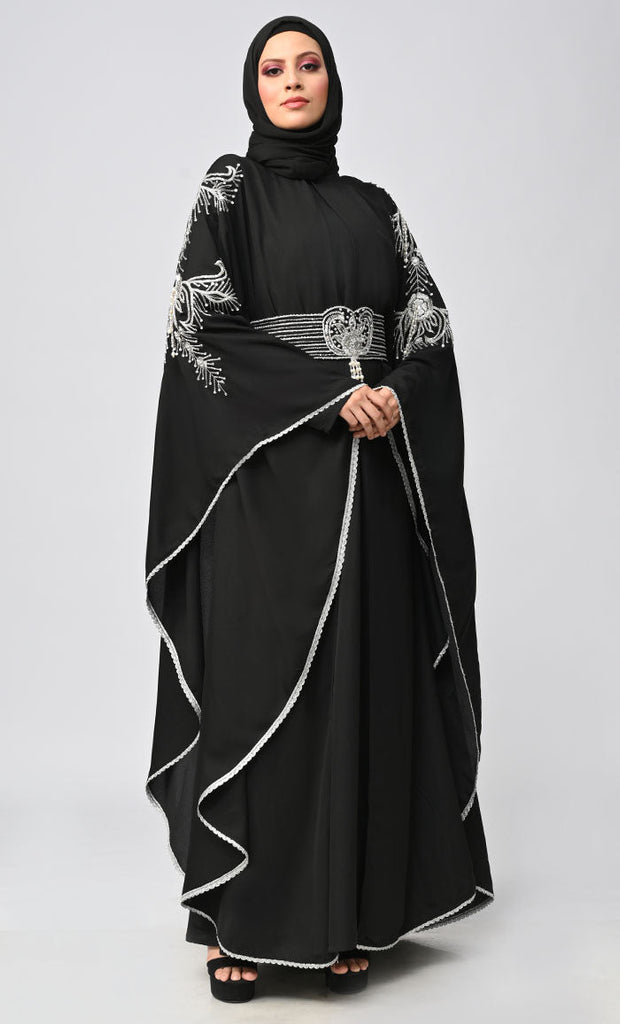 New Islamic Butterfly Cut Embroidered Kaftan Style Abaya - Final Sale - EastEssence.com