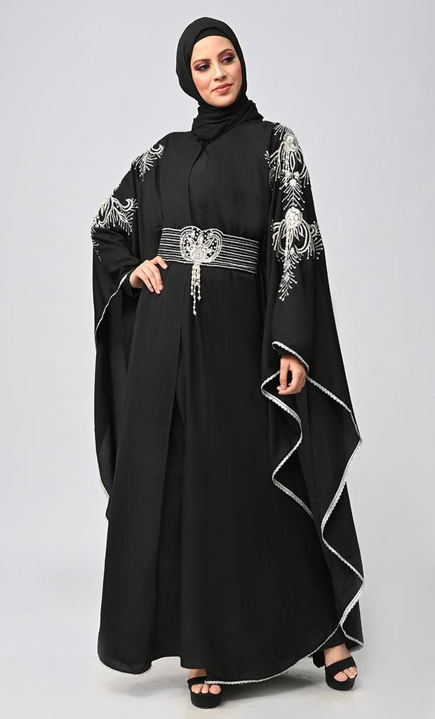 New Islamic Butterfly Cut Embroidered Kaftan Style Abaya - Final Sale - EastEssence.com