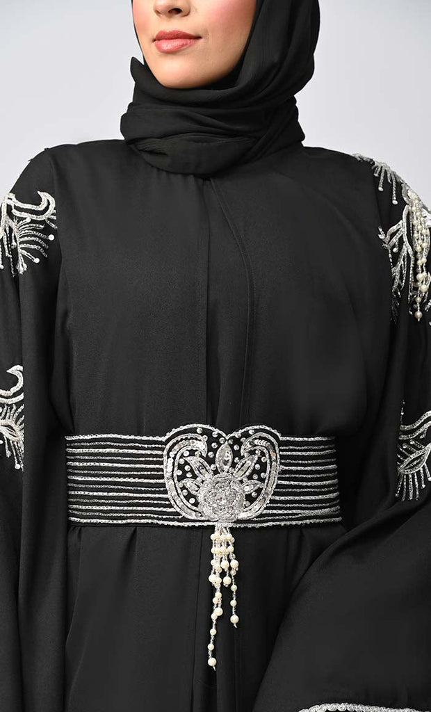 New Islamic Butterfly Cut Embroidered Kaftan Style Abaya - Final Sale - EastEssence.com