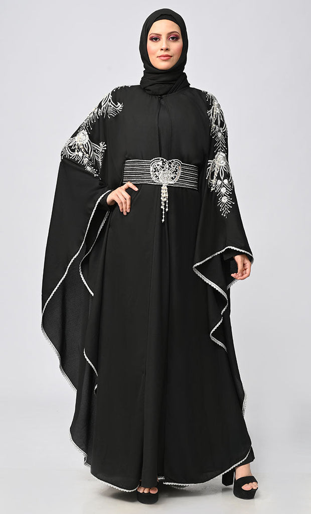 New Islamic Butterfly Cut Embroidered Kaftan Style Abaya - Final Sale - EastEssence.com