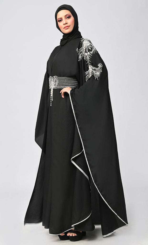 New Islamic Butterfly Cut Embroidered Kaftan Style Abaya - Final Sale - EastEssence.com