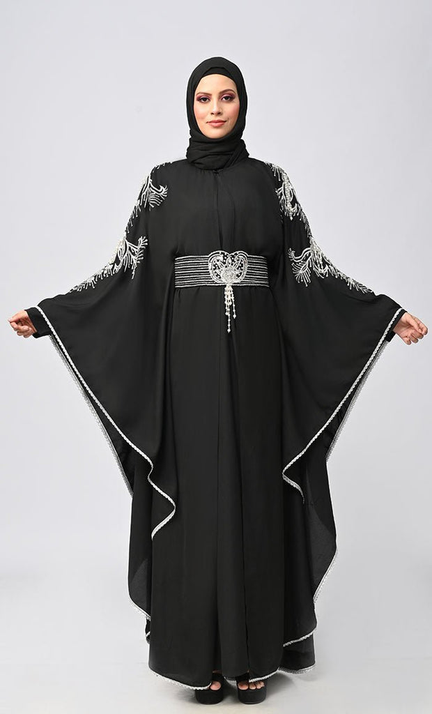 New Islamic Butterfly Cut Embroidered Kaftan Style Abaya - Final Sale - EastEssence.com