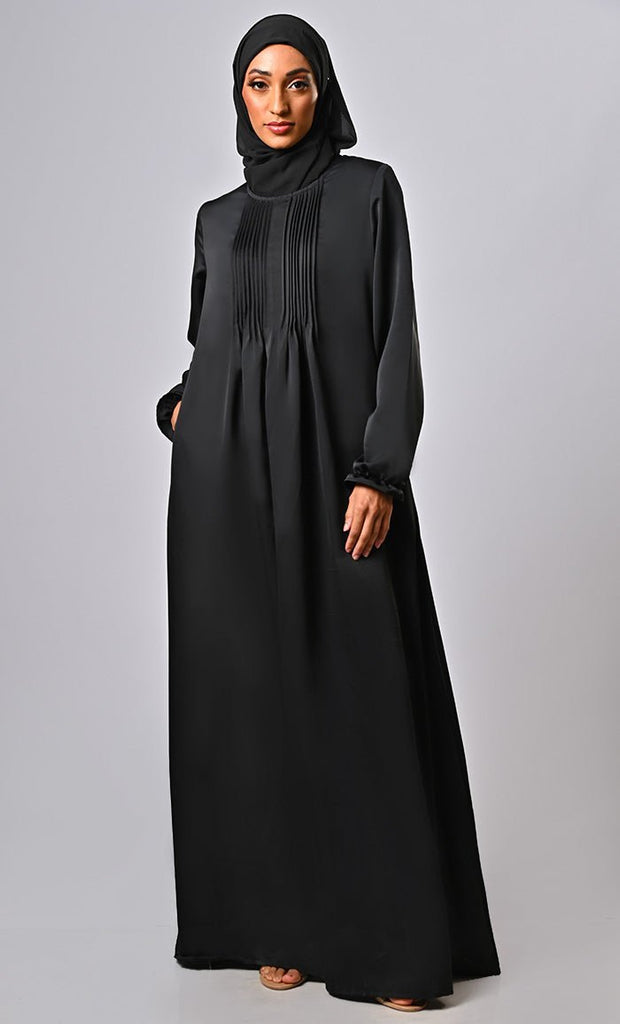 New Traditional Abaya With Modern Pin Tucks - Final Sale - EastEssence.com