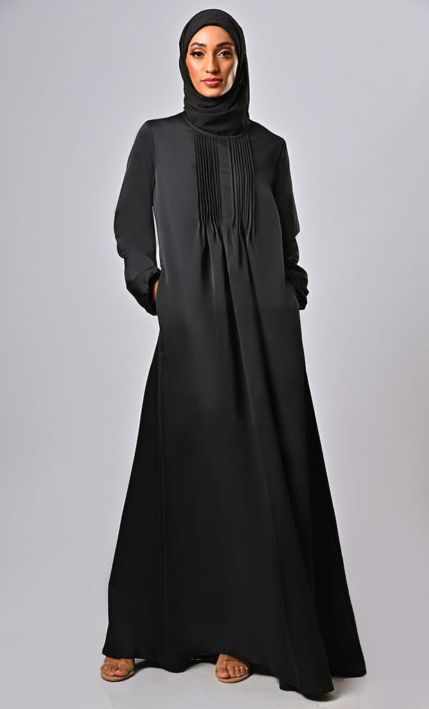 New Traditional Abaya With Modern Pin Tucks - Final Sale - EastEssence.com