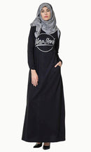 New York text baisc everyday wear Abaya dress - EastEssence.com