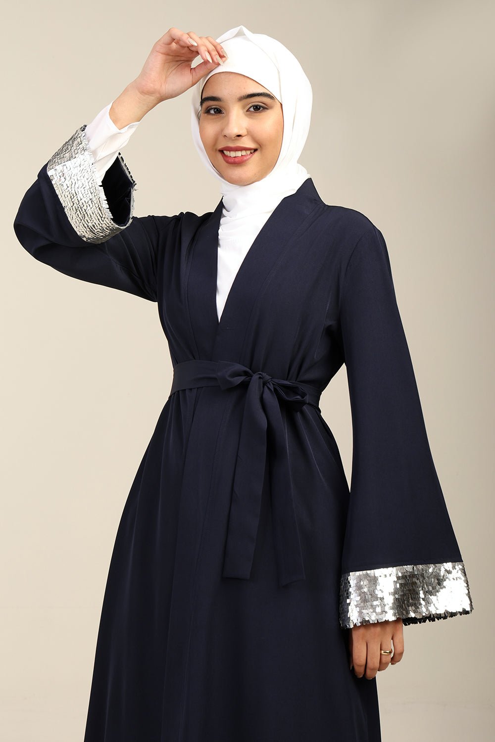 Nida A - Line Shrug with Separate Inner Lining & Belt - EastEssence.com