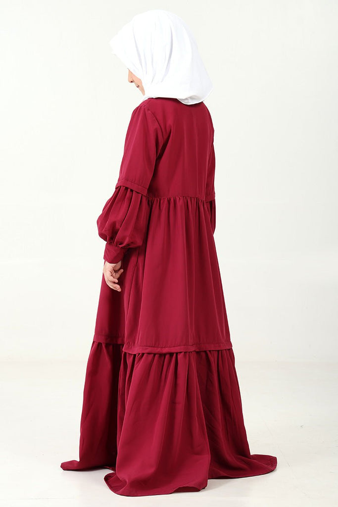 Nida Abaya with Pleated Front & Stand Collar – Button - Down Style - EastEssence.com