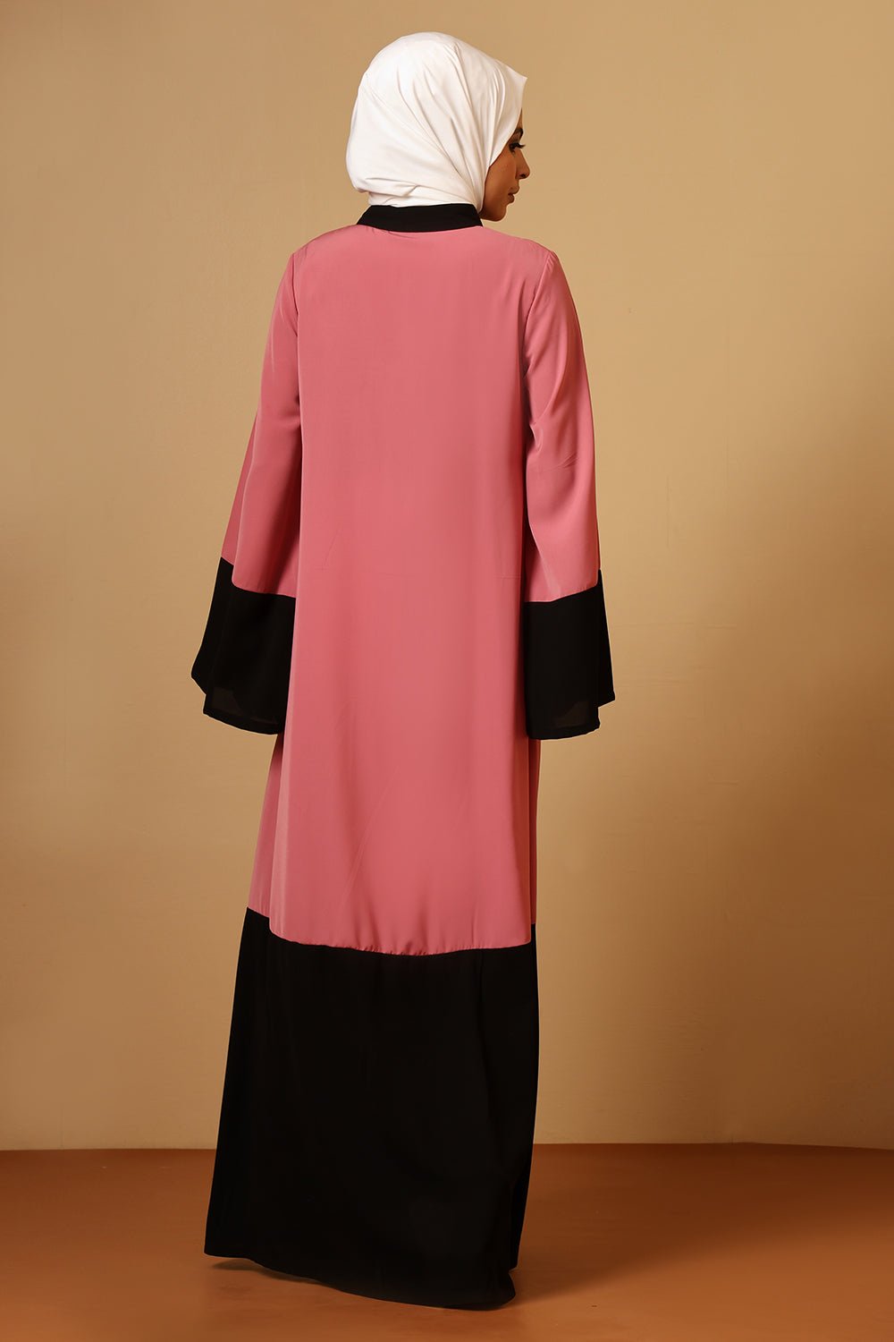 Nida Button - Down Abaya with Contrast panel - EastEssence.com