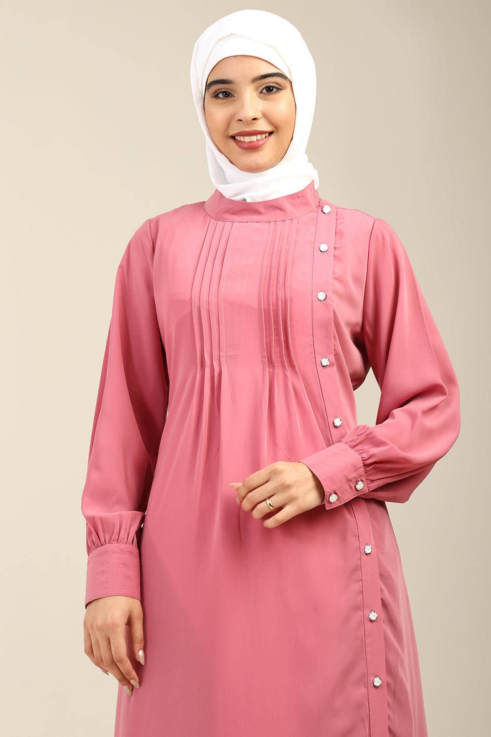 Nida Fabric Maternity Abaya with side buttons opening - EastEssence.com