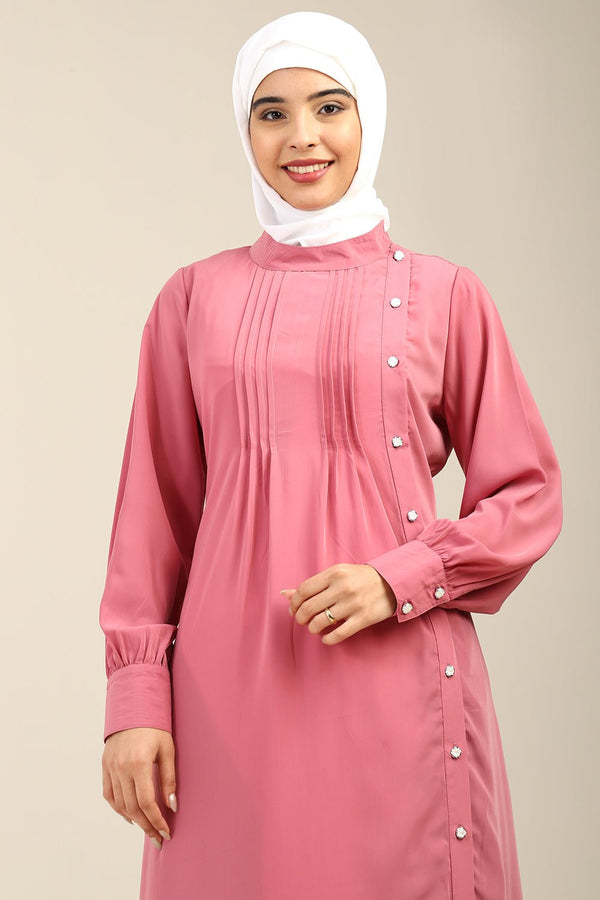 Nida Fabric Maternity Abaya with side buttons opening - EastEssence.com