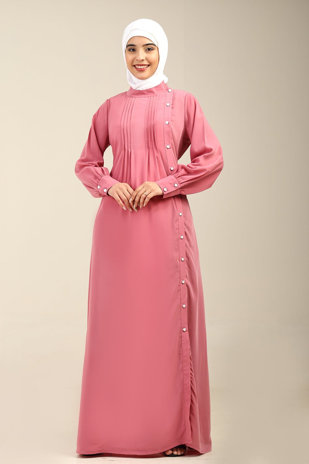 Nida Fabric Maternity Abaya with side buttons opening - EastEssence.com