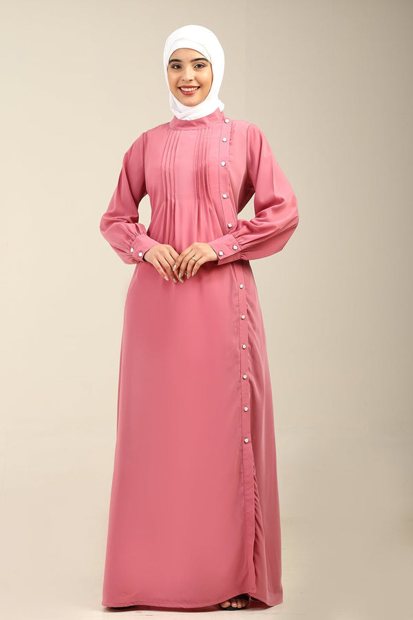 Nida Fabric Maternity Abaya with side buttons opening - EastEssence.com