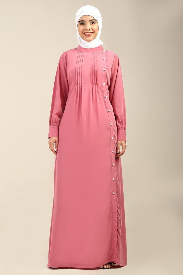 Nida Fabric Maternity Abaya with side buttons opening - EastEssence.com