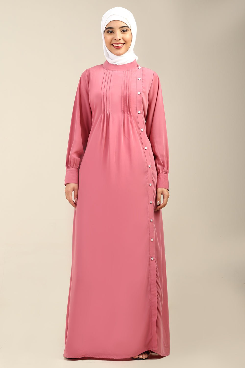 Nida Fabric Maternity Abaya with side buttons opening - EastEssence.com