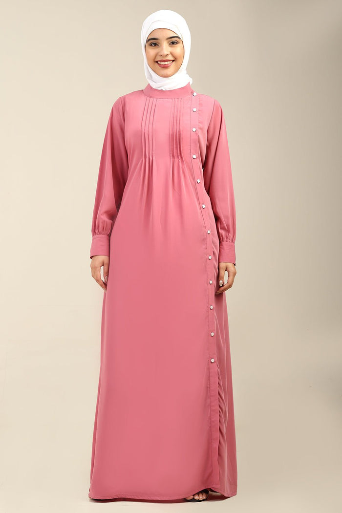 Nida Fabric Maternity Abaya with side buttons opening