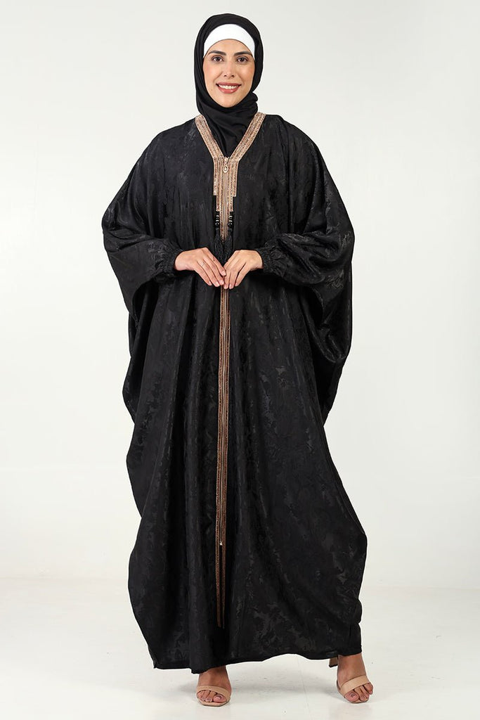 Nida Kaftan Abaya with Copper Lace Detailing - EastEssence.com