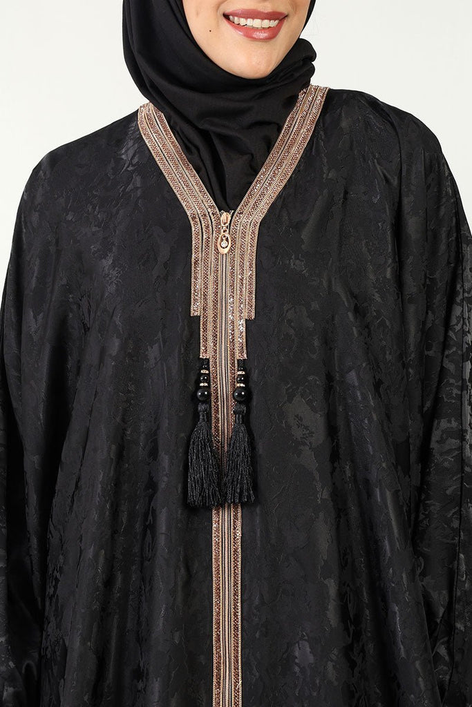 Nida Kaftan Abaya with Copper Lace Detailing - EastEssence.com