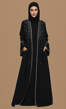 Nida Layered Abaya with Pearl, Stone & Embroidery - EastEssence.com