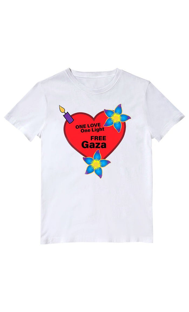 "One Love, One Light : Free Gaza" Printed T - shirt - EastEssence.com