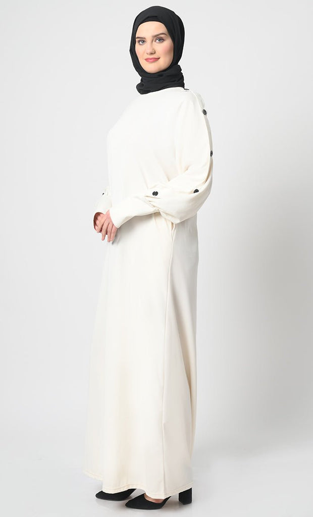 Pantroma Abaya – Button Cuff Sleeves, Straight Cut Style - EastEssence.com