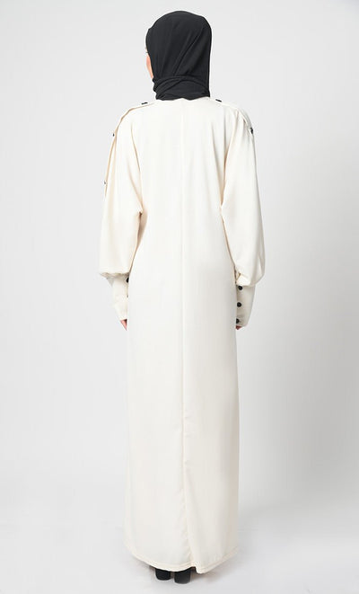 Pantroma Abaya – Button Cuff Sleeves, Straight Cut Style - EastEssence.com