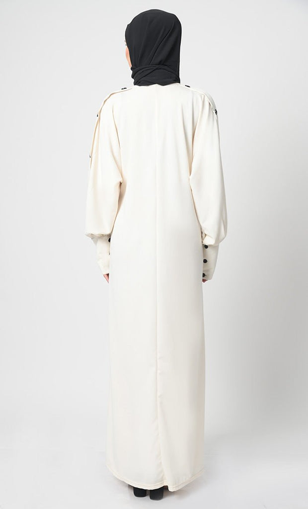 Pantroma Abaya – Button Cuff Sleeves, Straight Cut Style - EastEssence.com