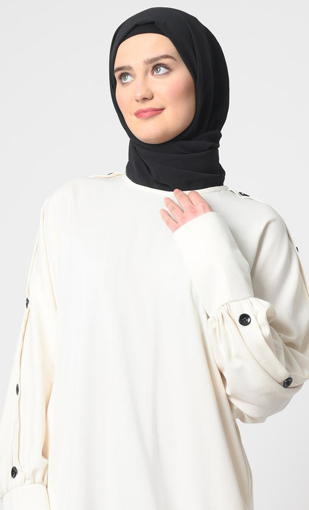 Pantroma Abaya – Button Cuff Sleeves, Straight Cut Style - EastEssence.com