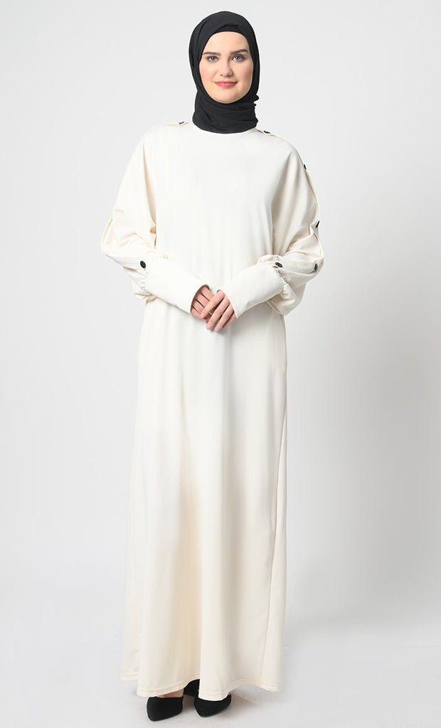 Pantroma Abaya – Button Cuff Sleeves, Straight Cut Style - EastEssence.com