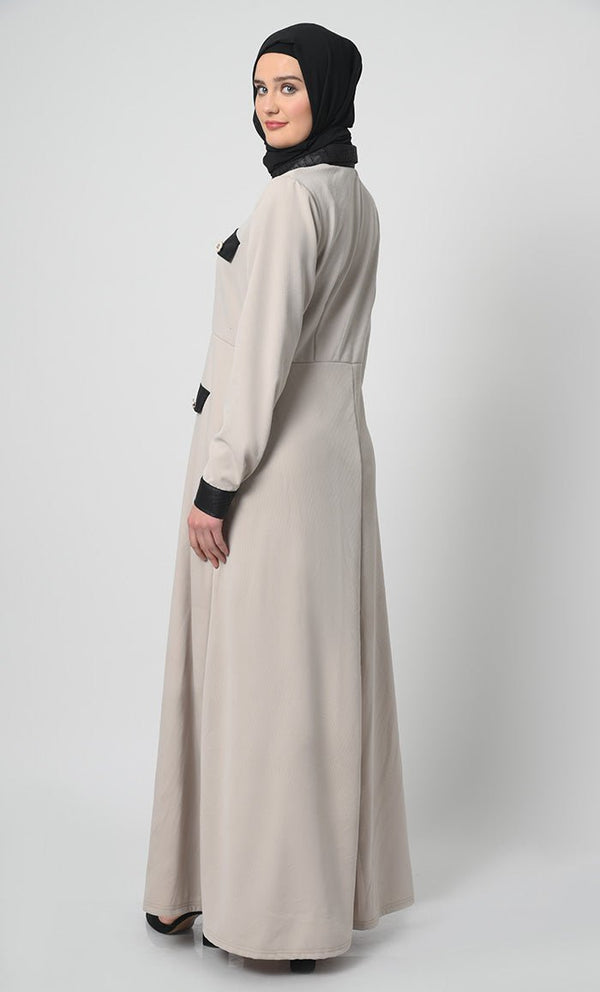 Pantroma Fabric Abaya – Flap Pockets, A - Line Cut - EastEssence.com