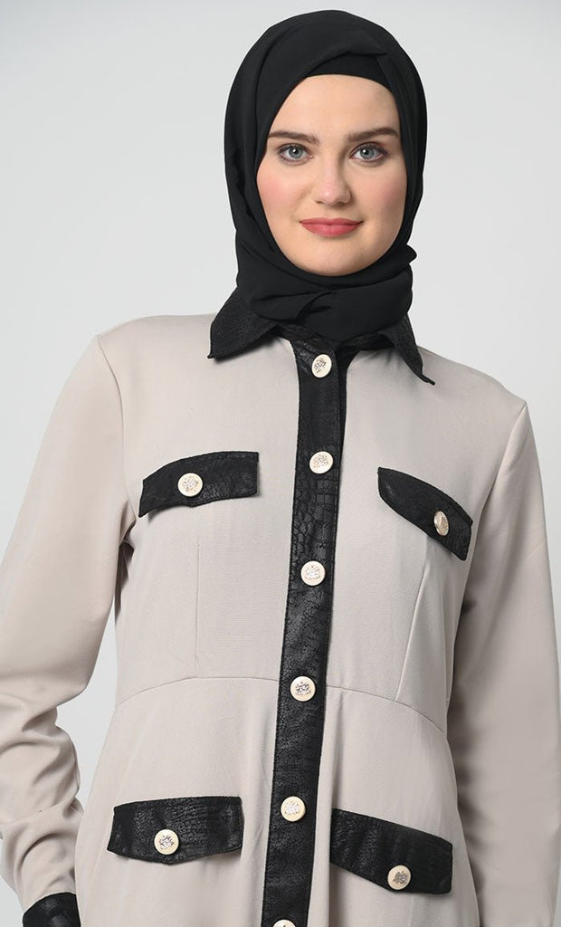 Pantroma Fabric Abaya – Flap Pockets, A - Line Cut - EastEssence.com