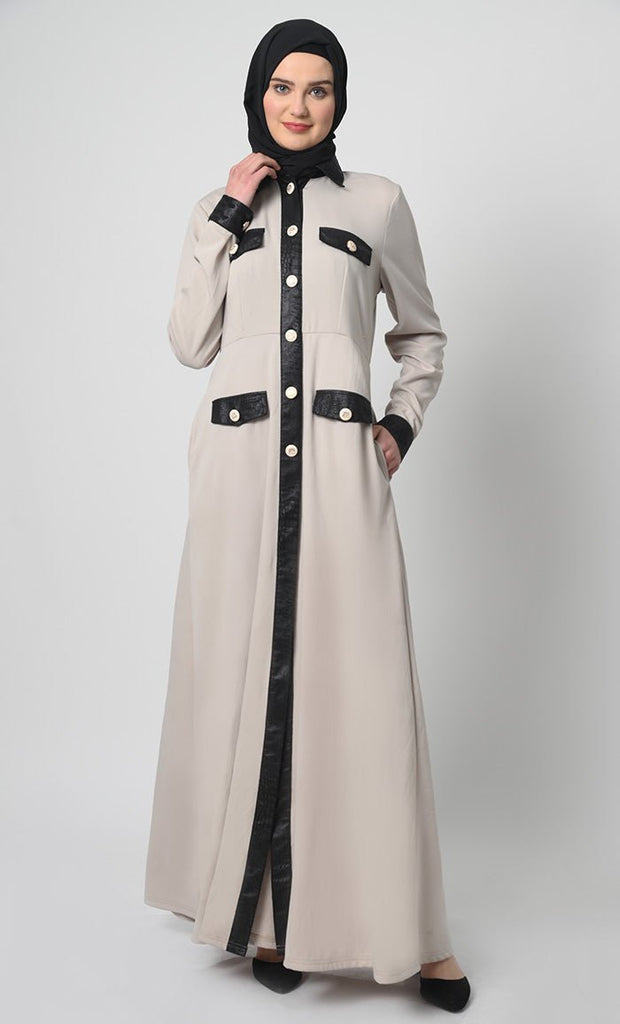 Pantroma Fabric Abaya – Flap Pockets, A - Line Cut - EastEssence.com