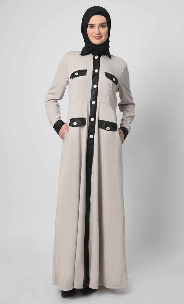 Pantroma Fabric Abaya – Flap Pockets, A - Line Cut - EastEssence.com