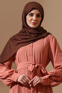Peach Tiered Maxi Dress with Belted Waist - EastEssence.com