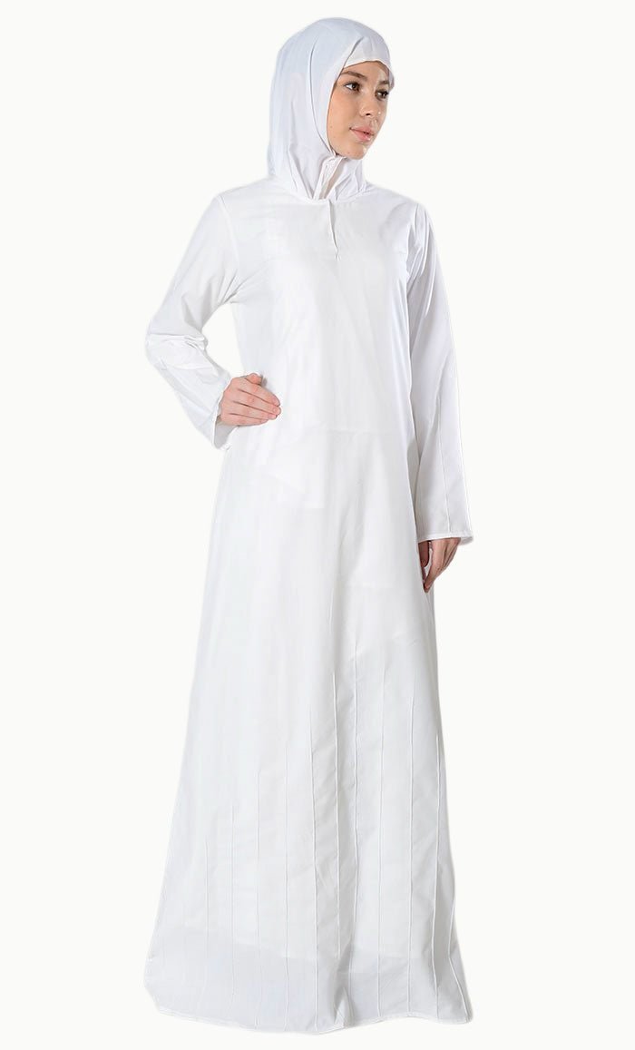 Pintuck Detail Muslimah Hajj Umrah Abaya Dress - EastEssence.com