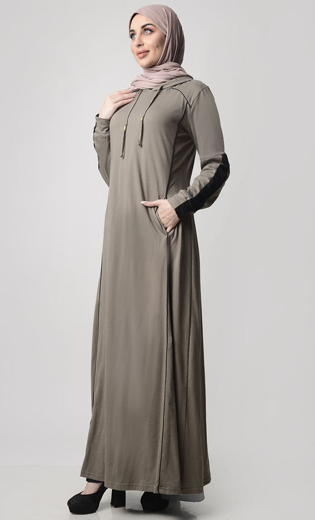 Plain Hooded Jersey Everyday Abaya - Final Sale - EastEssence.com