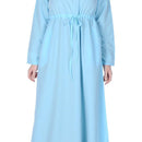 Pleated Detail And Knotted Drawstring Abaya Dress - EastEssence.com