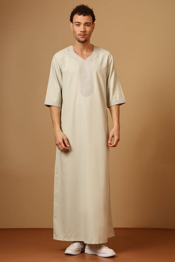 Poly cotton Royal Moroccan Embroidered Thobe - EastEssence.com